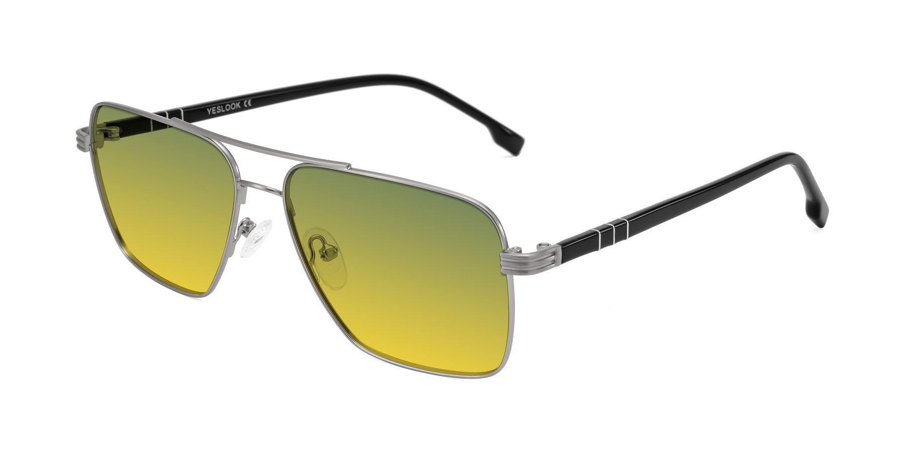 Angle of Flinders in Matte Silver with Green / Yellow Gradient Lenses