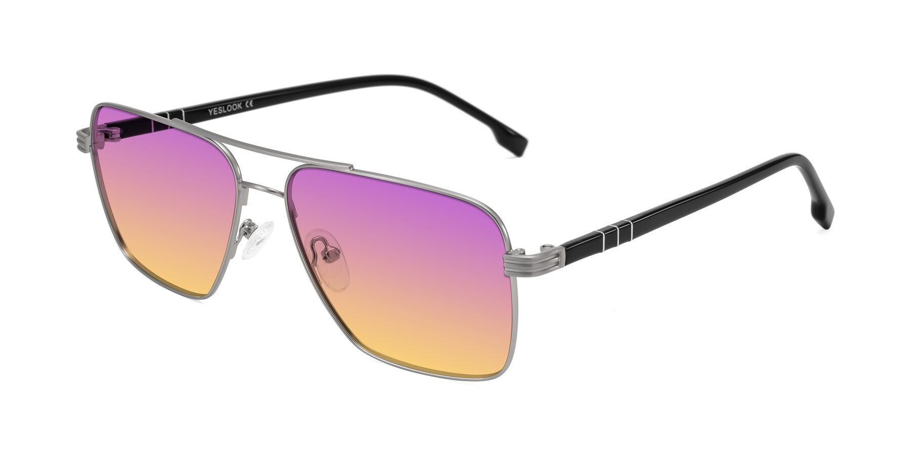Angle of Flinders in Matte Silver with Purple / Yellow Gradient Lenses