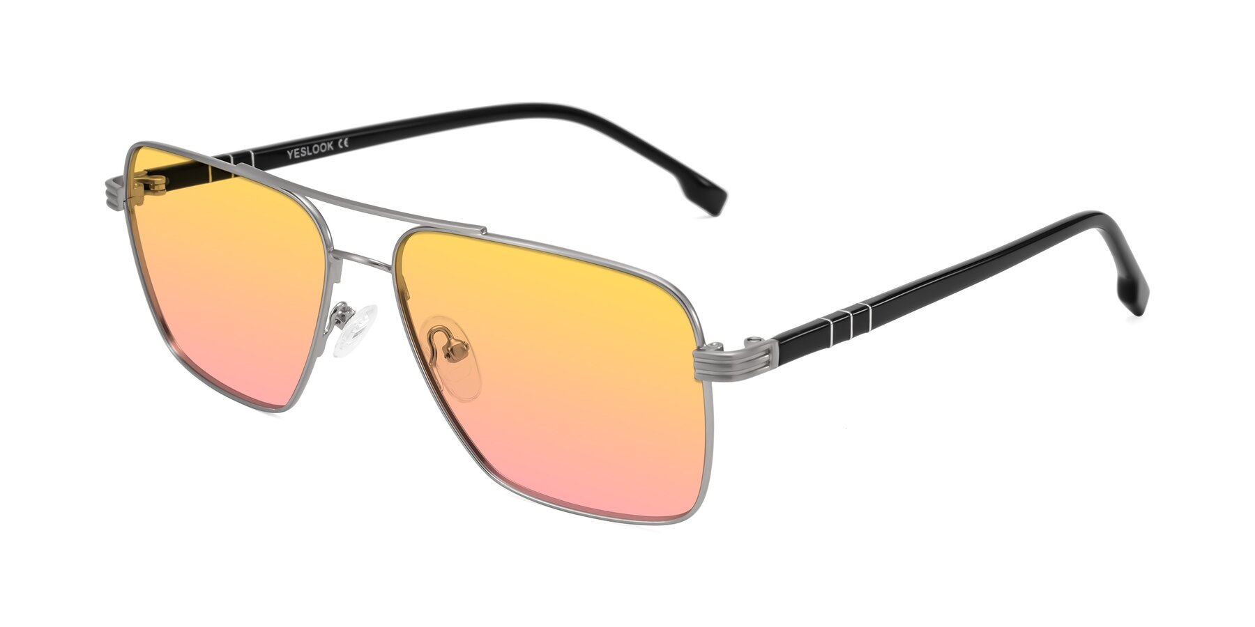 Angle of Flinders in Matte Silver with Yellow / Pink Gradient Lenses