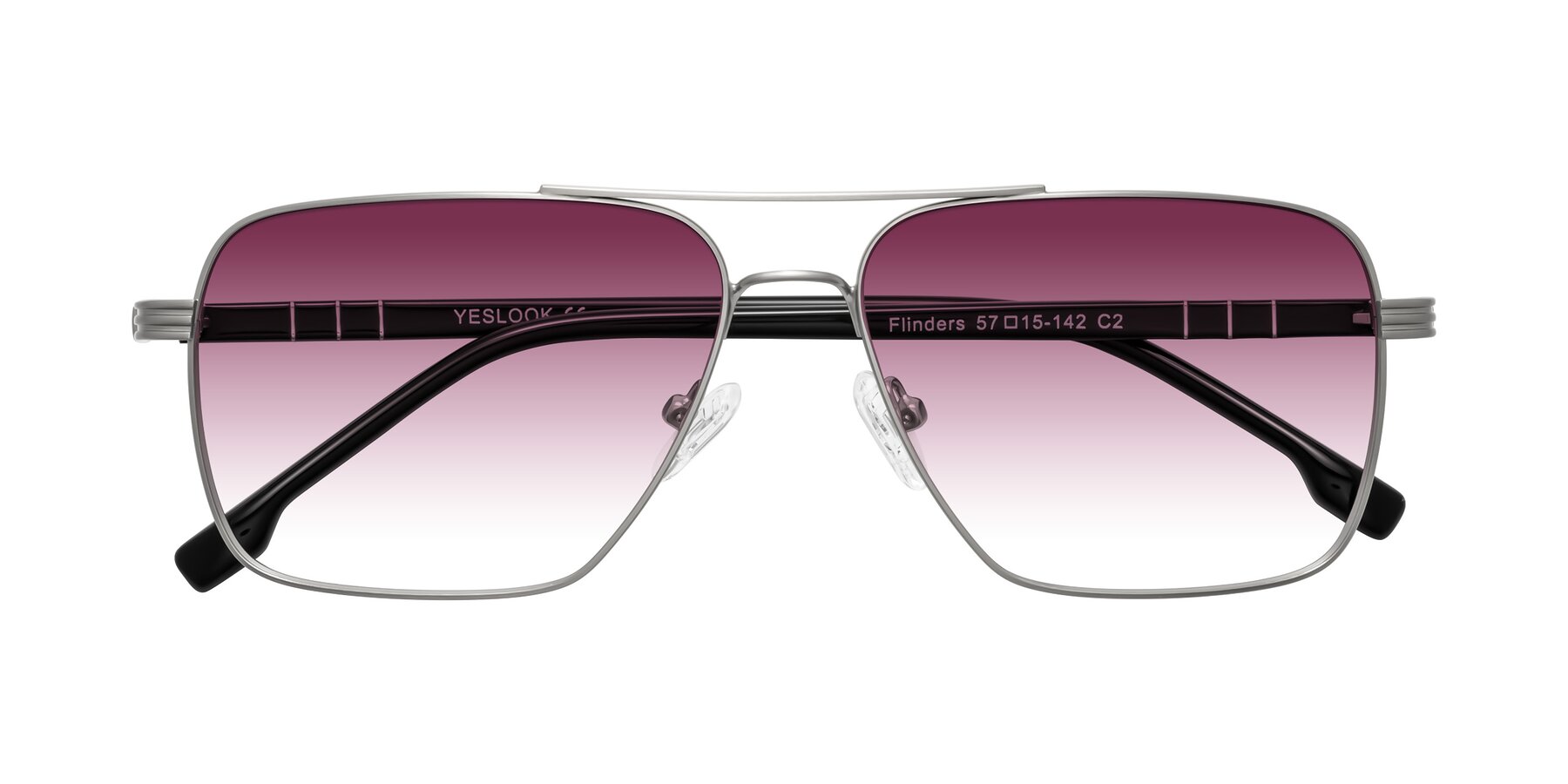 Folded Front of Flinders in Matte Silver with Wine Gradient Lenses