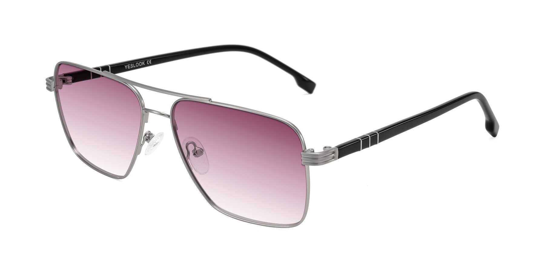 Angle of Flinders in Matte Silver with Wine Gradient Lenses