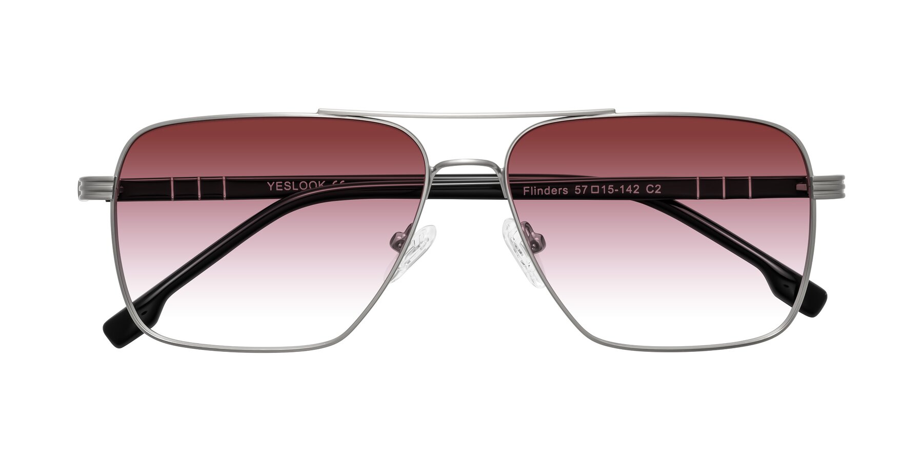 Folded Front of Flinders in Matte Silver with Garnet Gradient Lenses