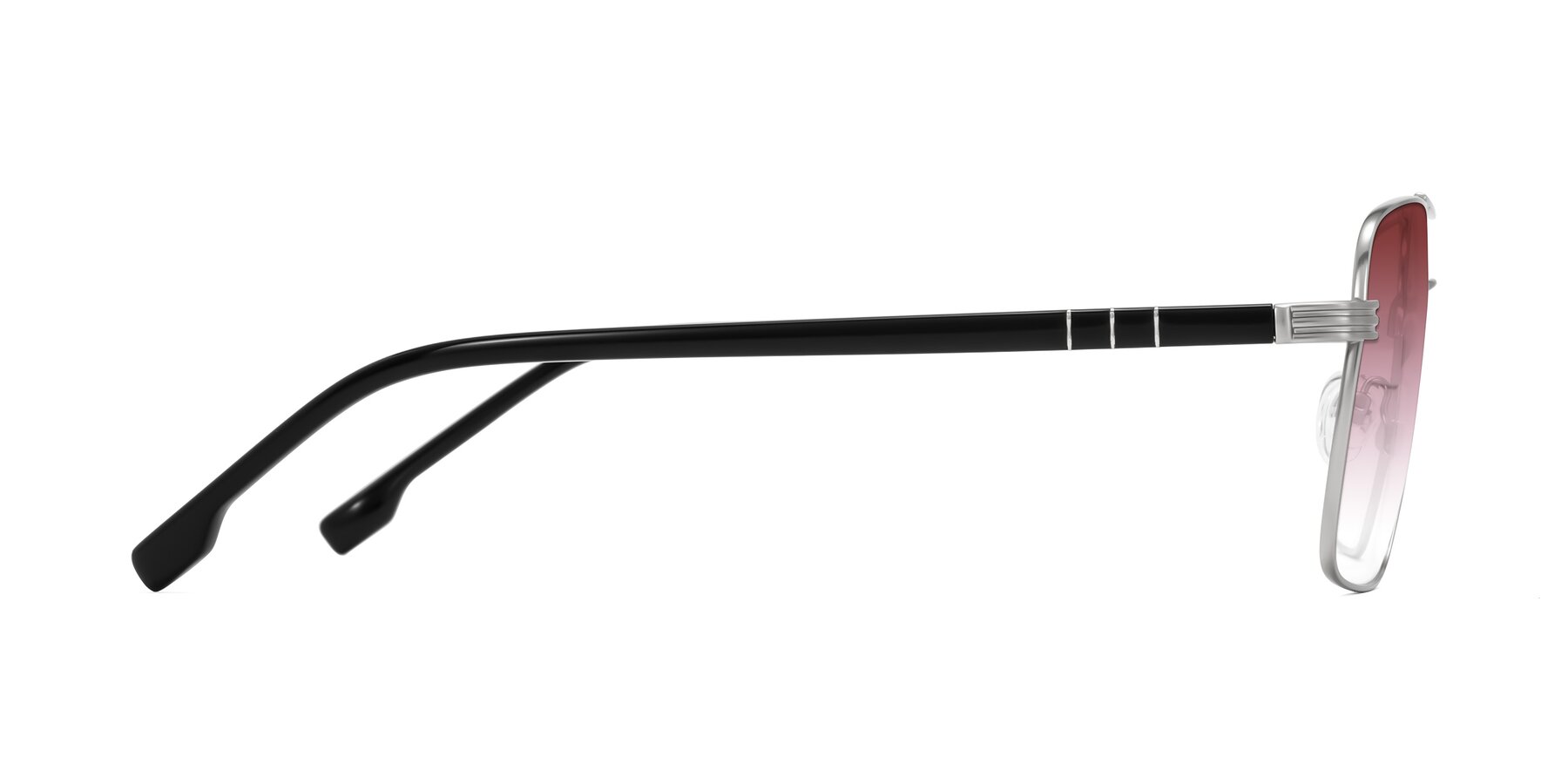 Side of Flinders in Matte Silver with Garnet Gradient Lenses