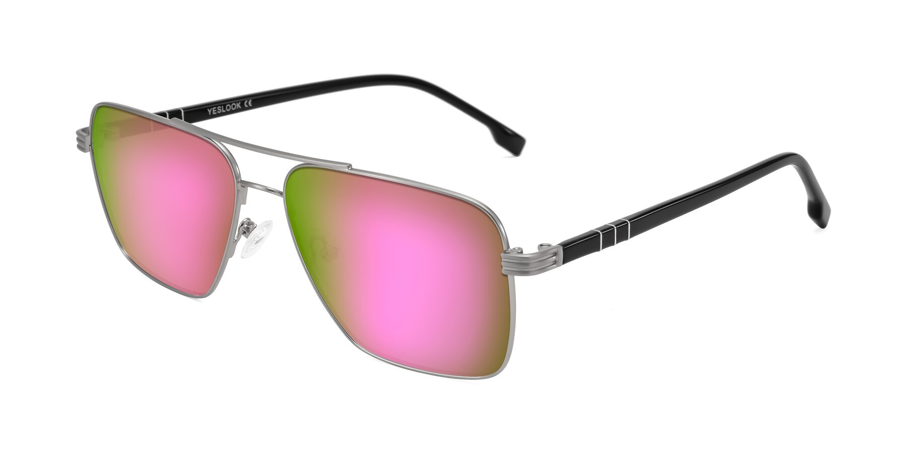 Angle of Flinders in Matte Silver with Pink Mirrored Lenses