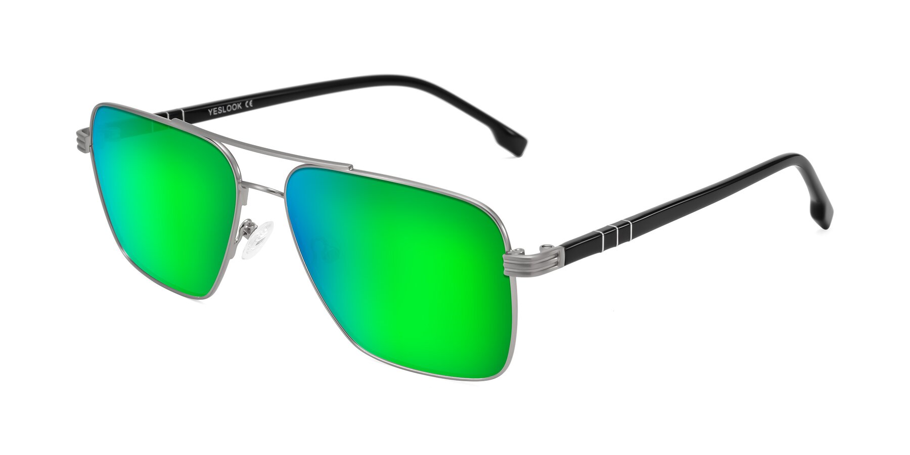 Angle of Flinders in Matte Silver with Green Mirrored Lenses
