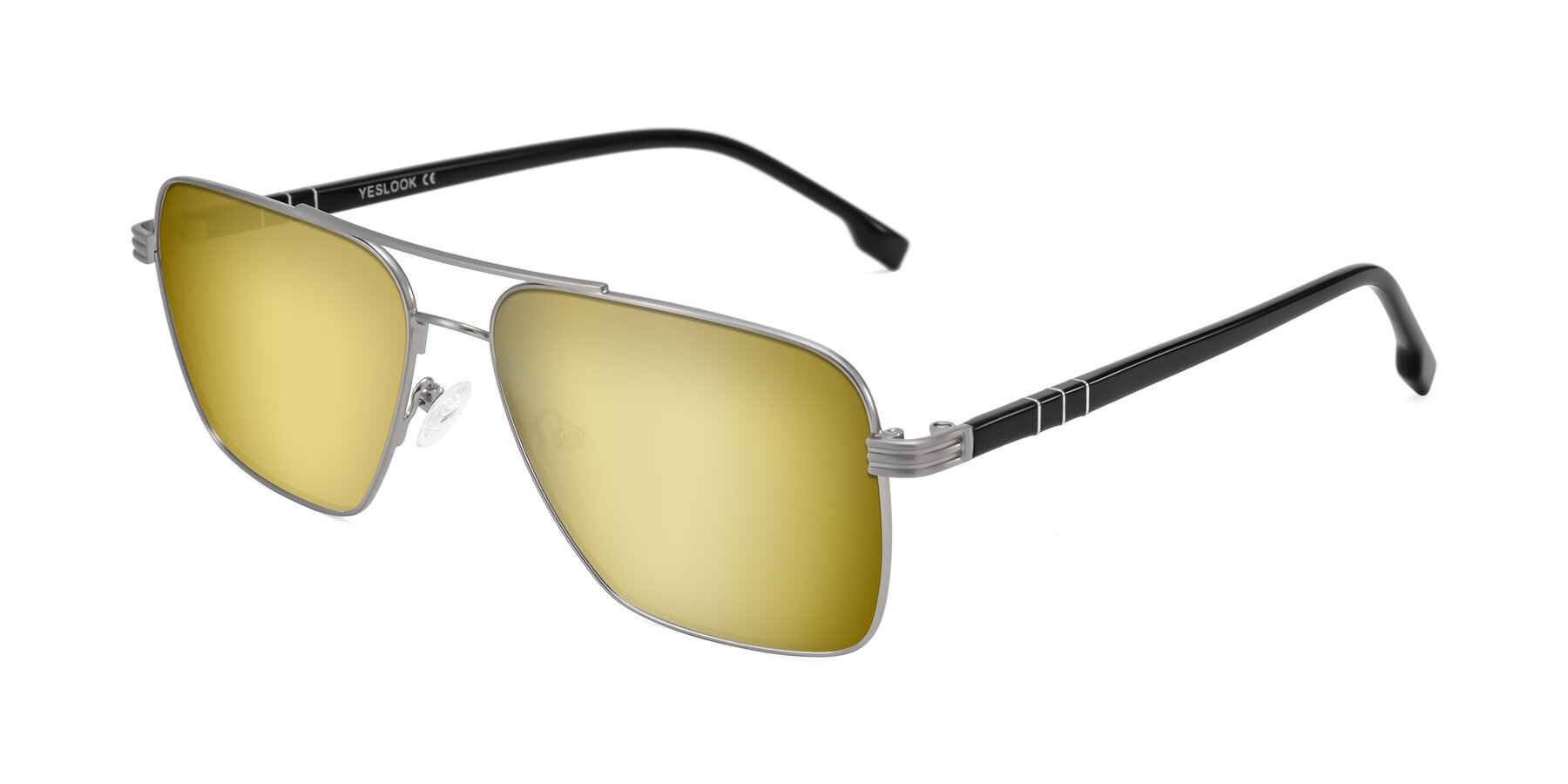Angle of Flinders in Matte Silver with Gold Mirrored Lenses