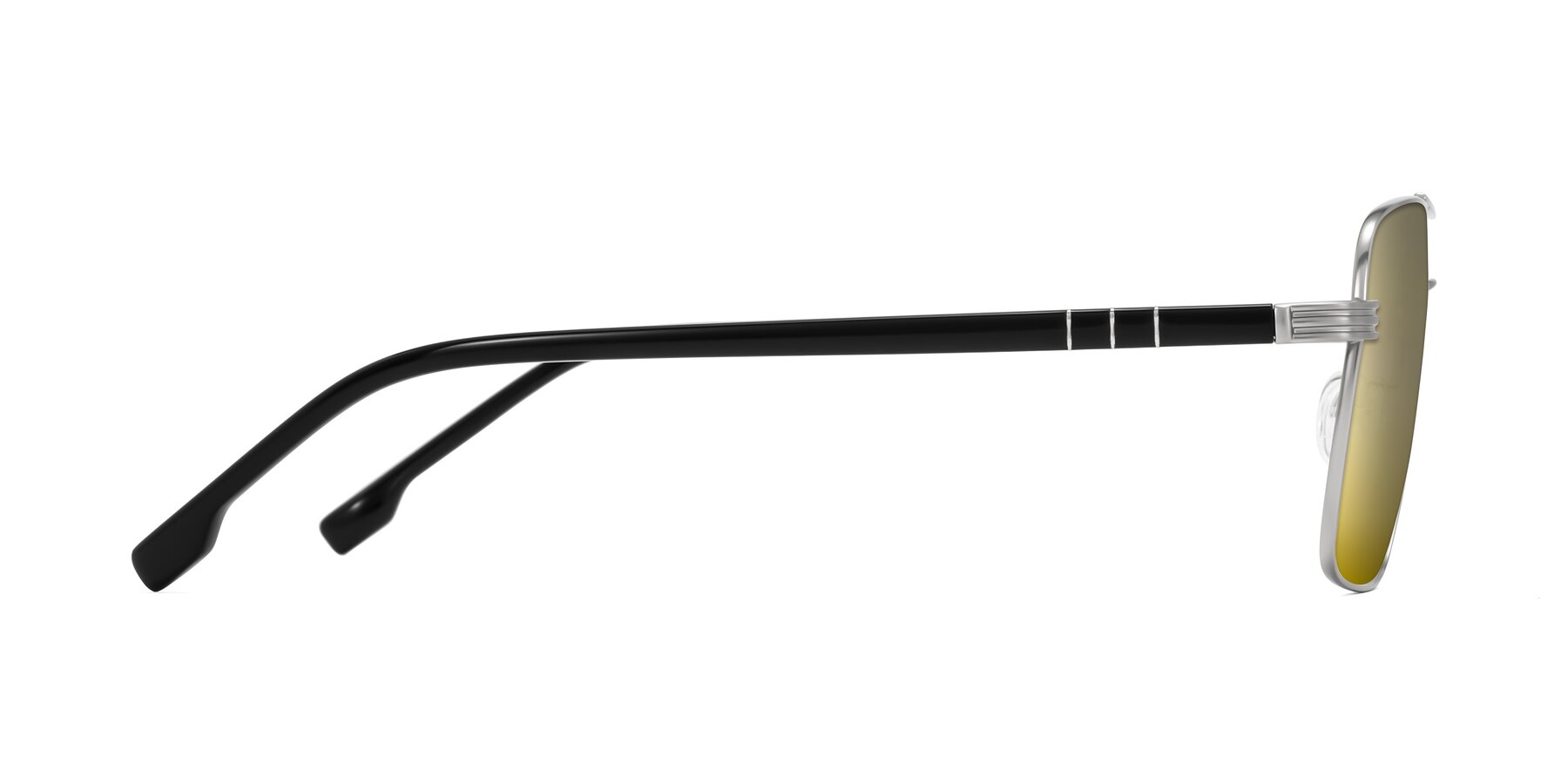 Side of Flinders in Matte Silver with Gold Mirrored Lenses