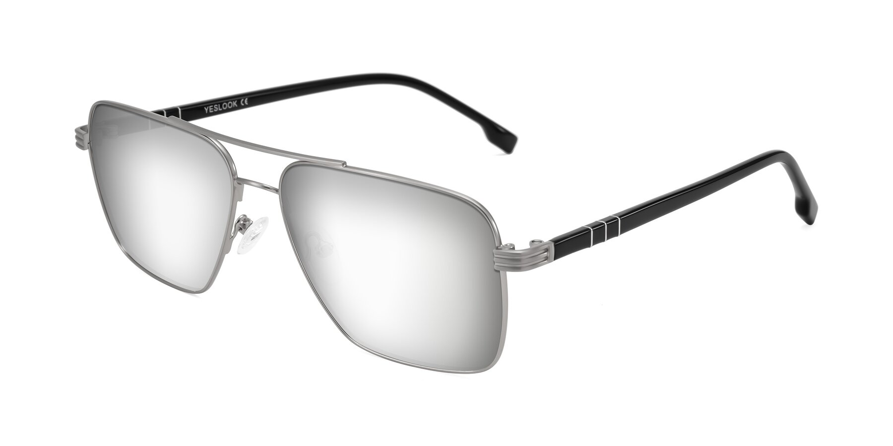 Angle of Flinders in Matte Silver with Silver Mirrored Lenses