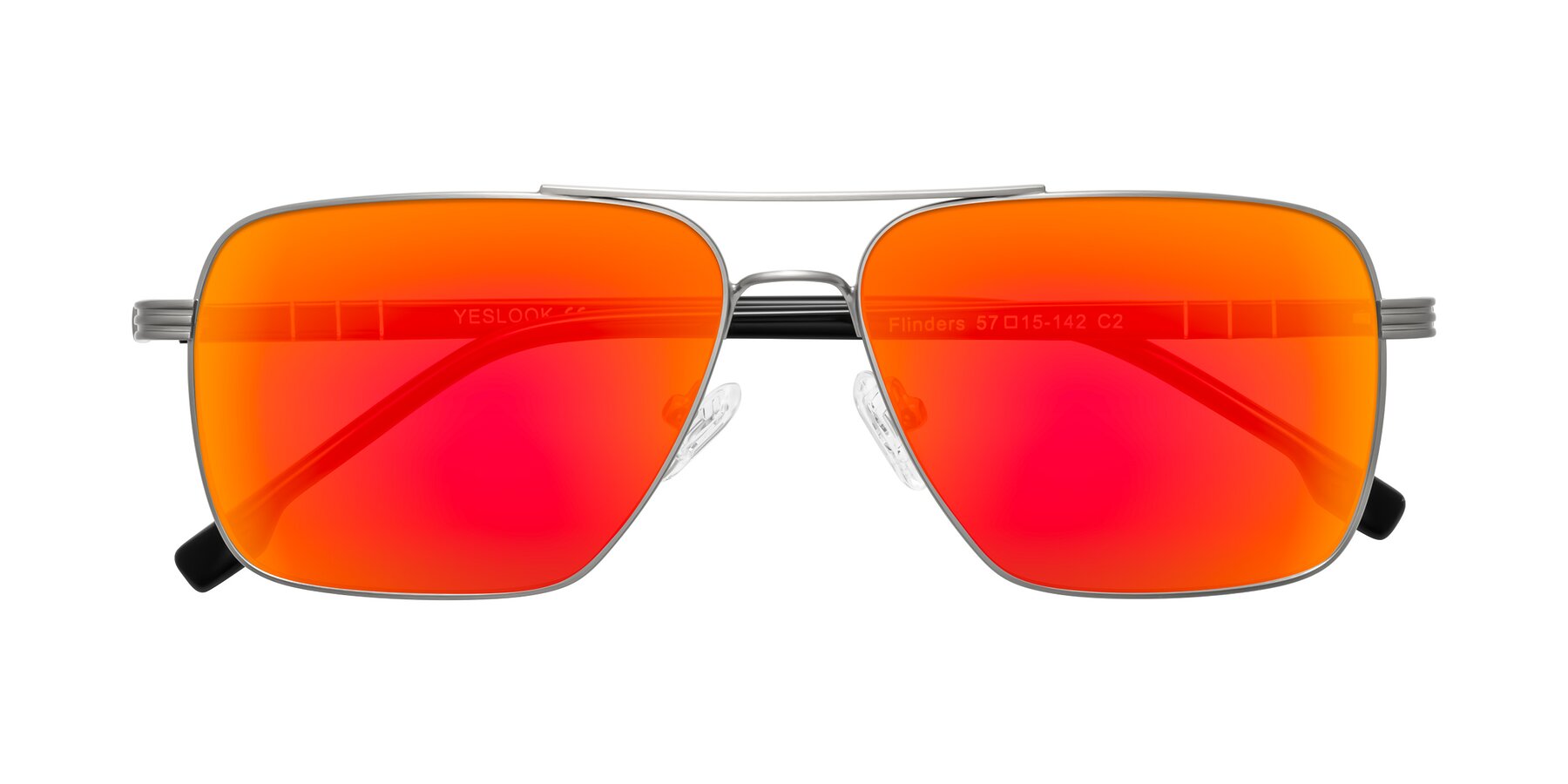 Folded Front of Flinders in Matte Silver with Red Gold Mirrored Lenses