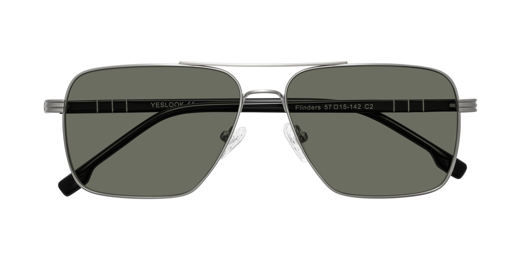 Folded Front of Flinders in Matte Silver with Gray Polarized Lenses