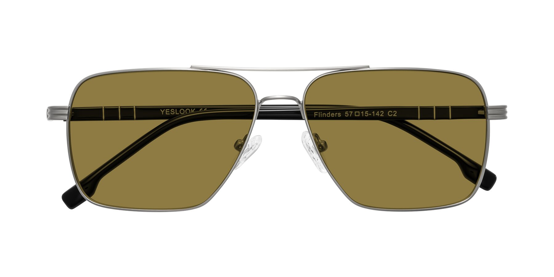 Folded Front of Flinders in Matte Silver with Brown Polarized Lenses