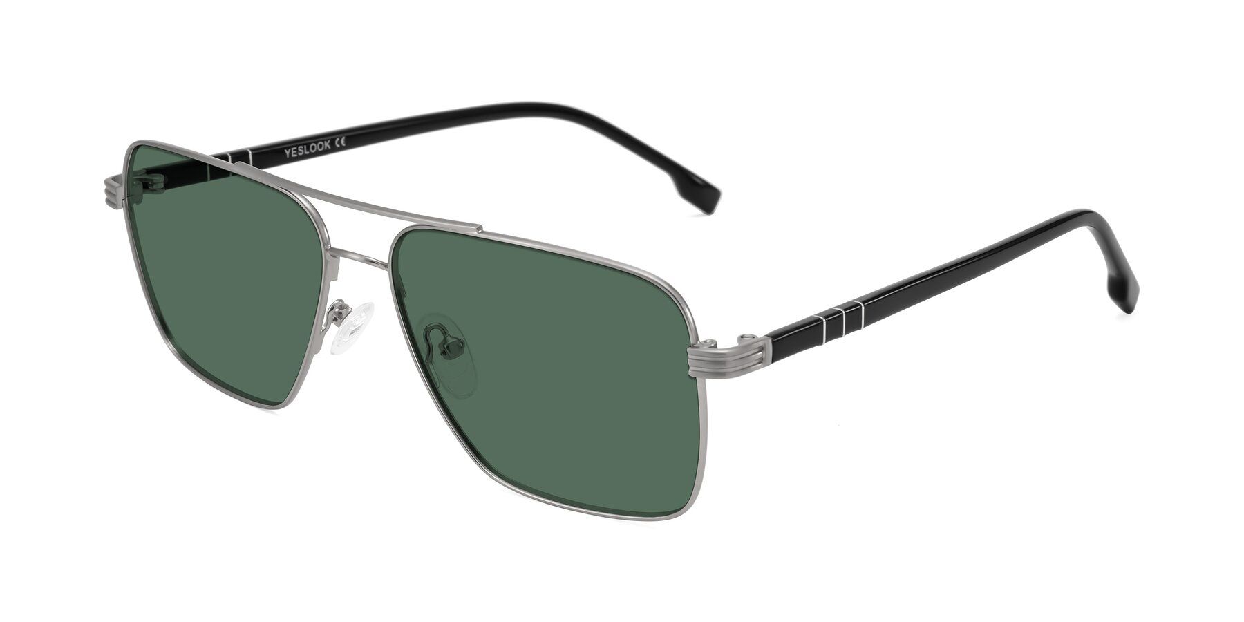Angle of Flinders in Matte Silver with Green Polarized Lenses