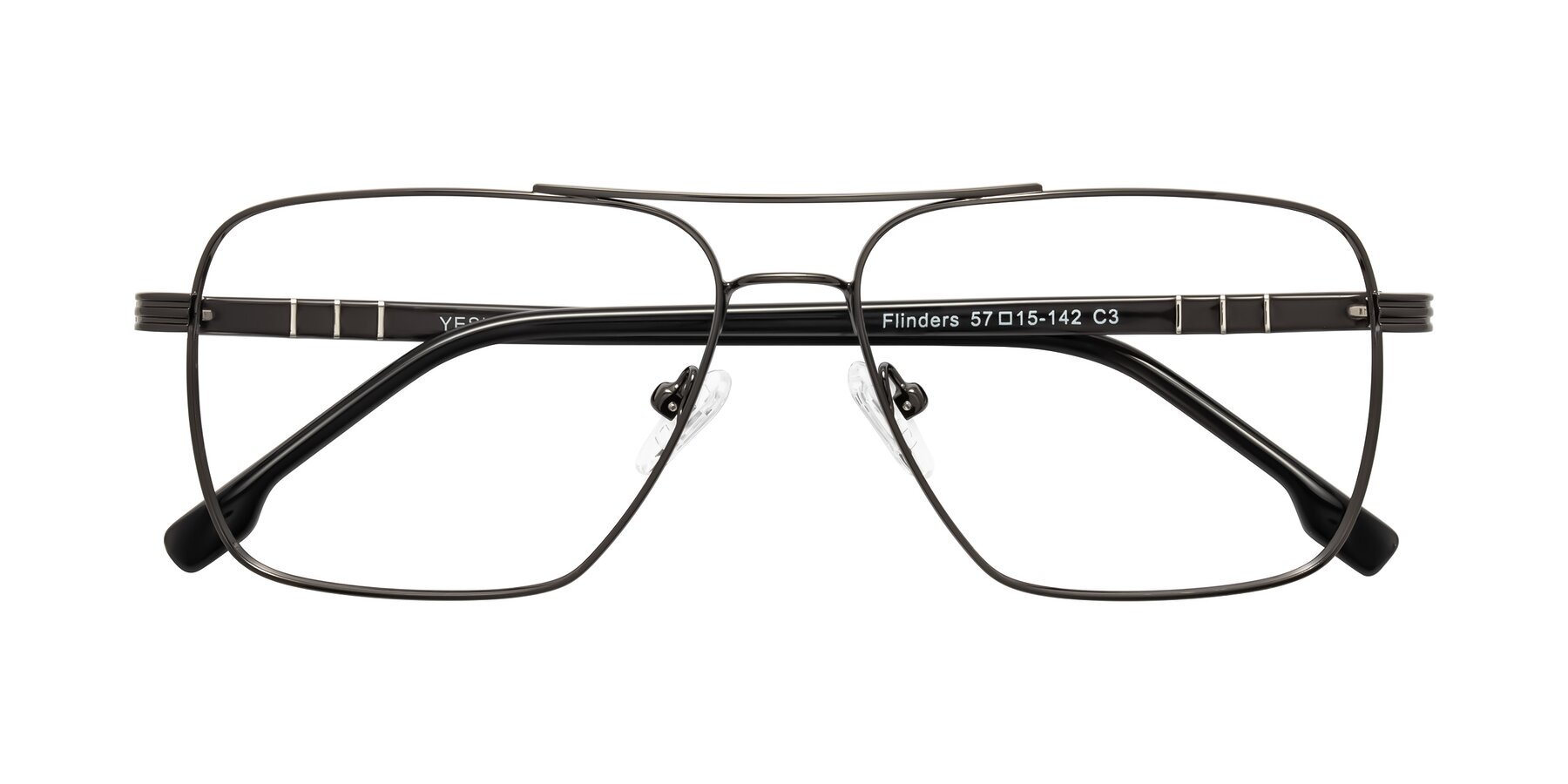 Folded Front of Flinders in Gunmetal with Clear Reading Eyeglass Lenses