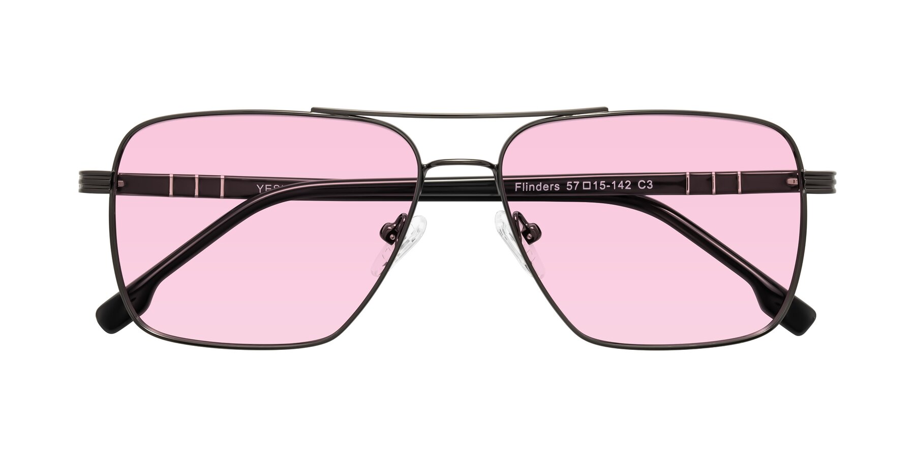 Folded Front of Flinders in Gunmetal with Light Pink Tinted Lenses