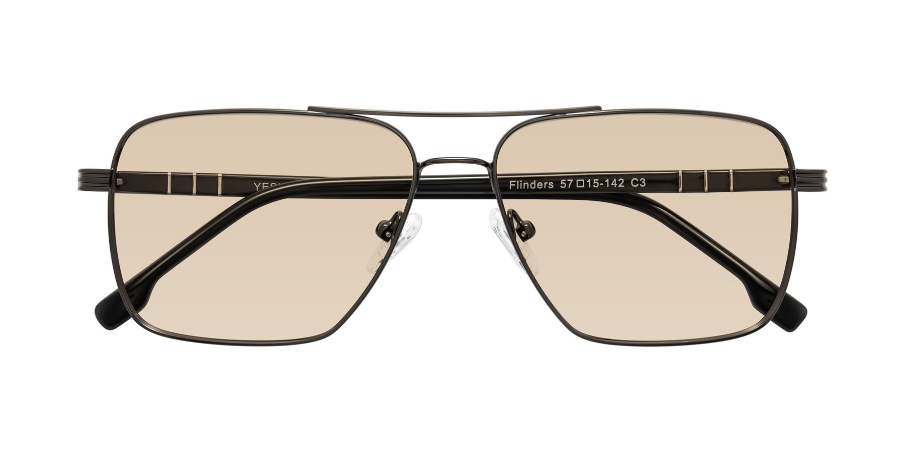 Folded Front of Flinders in Gunmetal with Light Brown Tinted Lenses