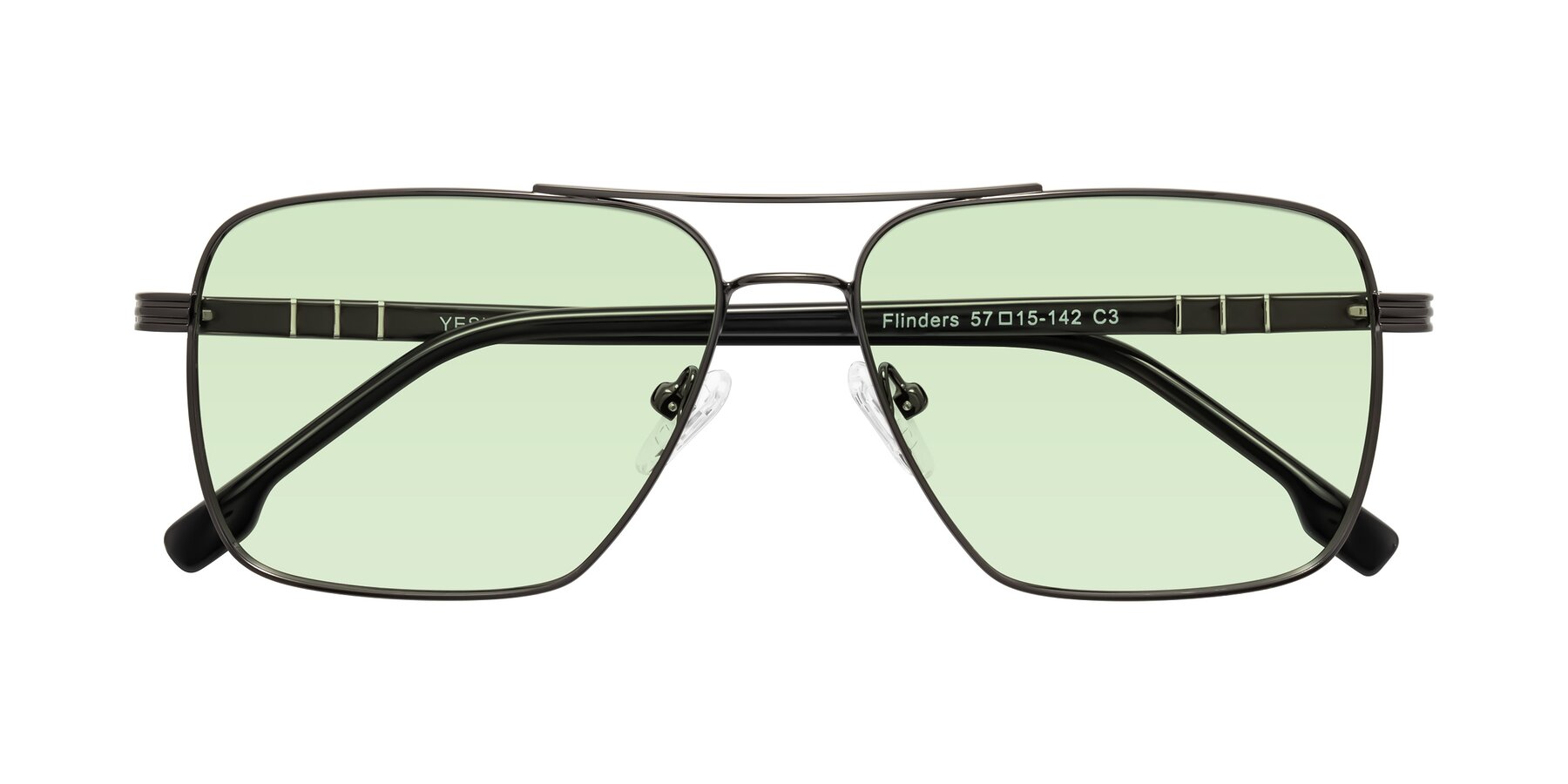 Folded Front of Flinders in Gunmetal with Light Green Tinted Lenses