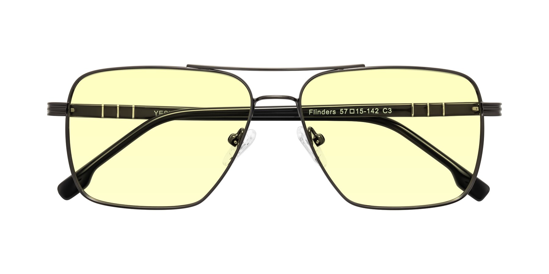 Folded Front of Flinders in Gunmetal with Light Yellow Tinted Lenses