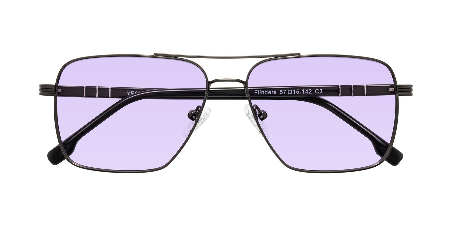 Folded Front of Flinders in Gunmetal with Light Purple Tinted Lenses