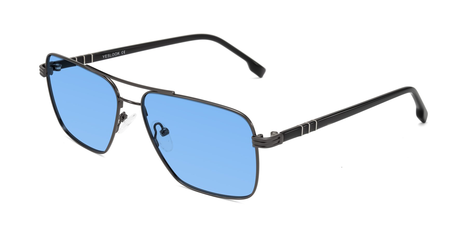 Angle of Flinders in Gunmetal with Medium Blue Tinted Lenses