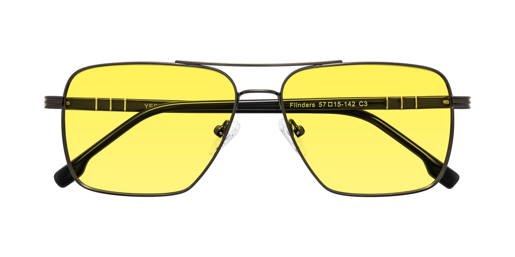 Folded Front of Flinders in Gunmetal with Medium Yellow Tinted Lenses