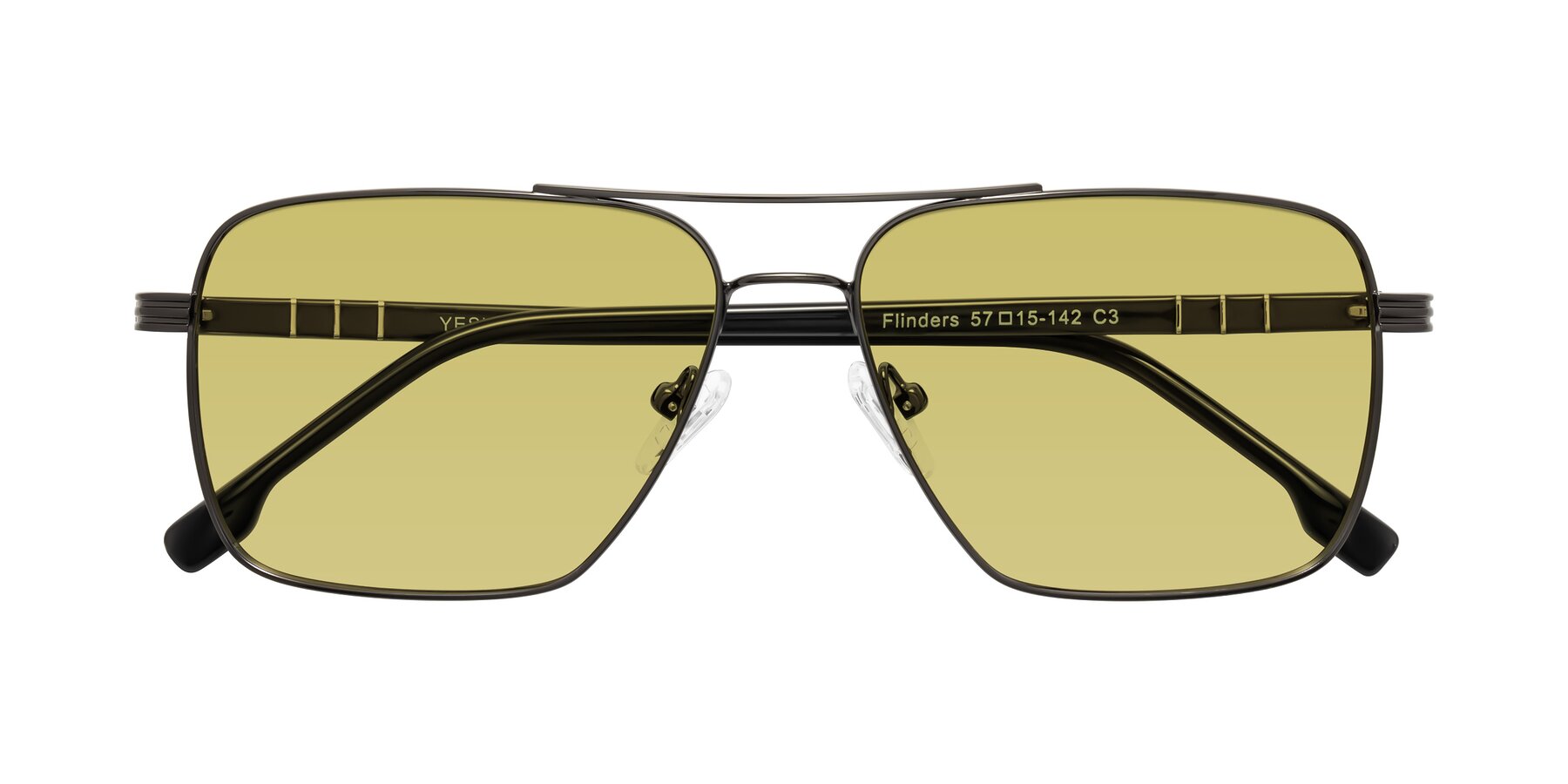 Folded Front of Flinders in Gunmetal with Medium Champagne Tinted Lenses