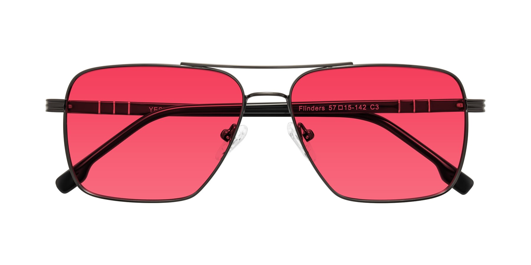 Folded Front of Flinders in Gunmetal with Red Tinted Lenses