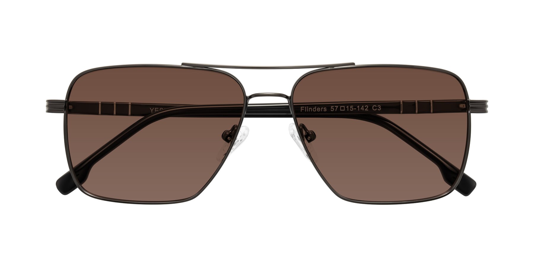 Folded Front of Flinders in Gunmetal with Brown Tinted Lenses
