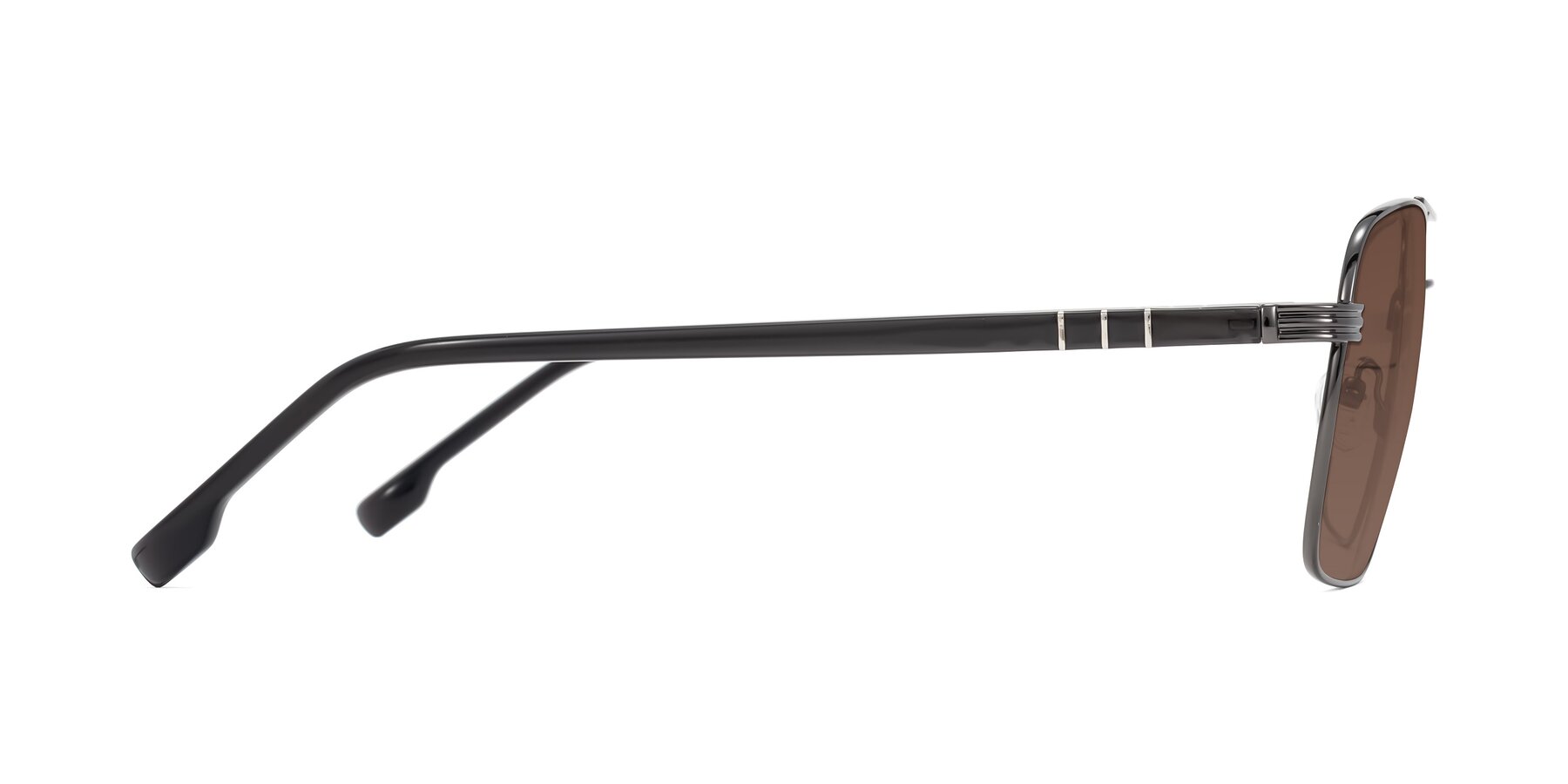 Side of Flinders in Gunmetal with Brown Tinted Lenses