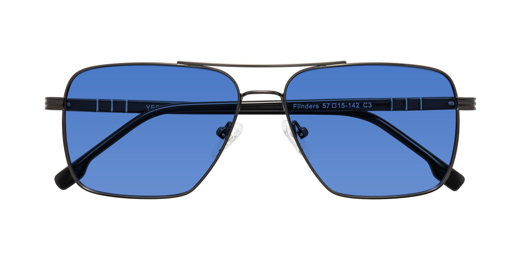 Folded Front of Flinders in Gunmetal with Blue Tinted Lenses