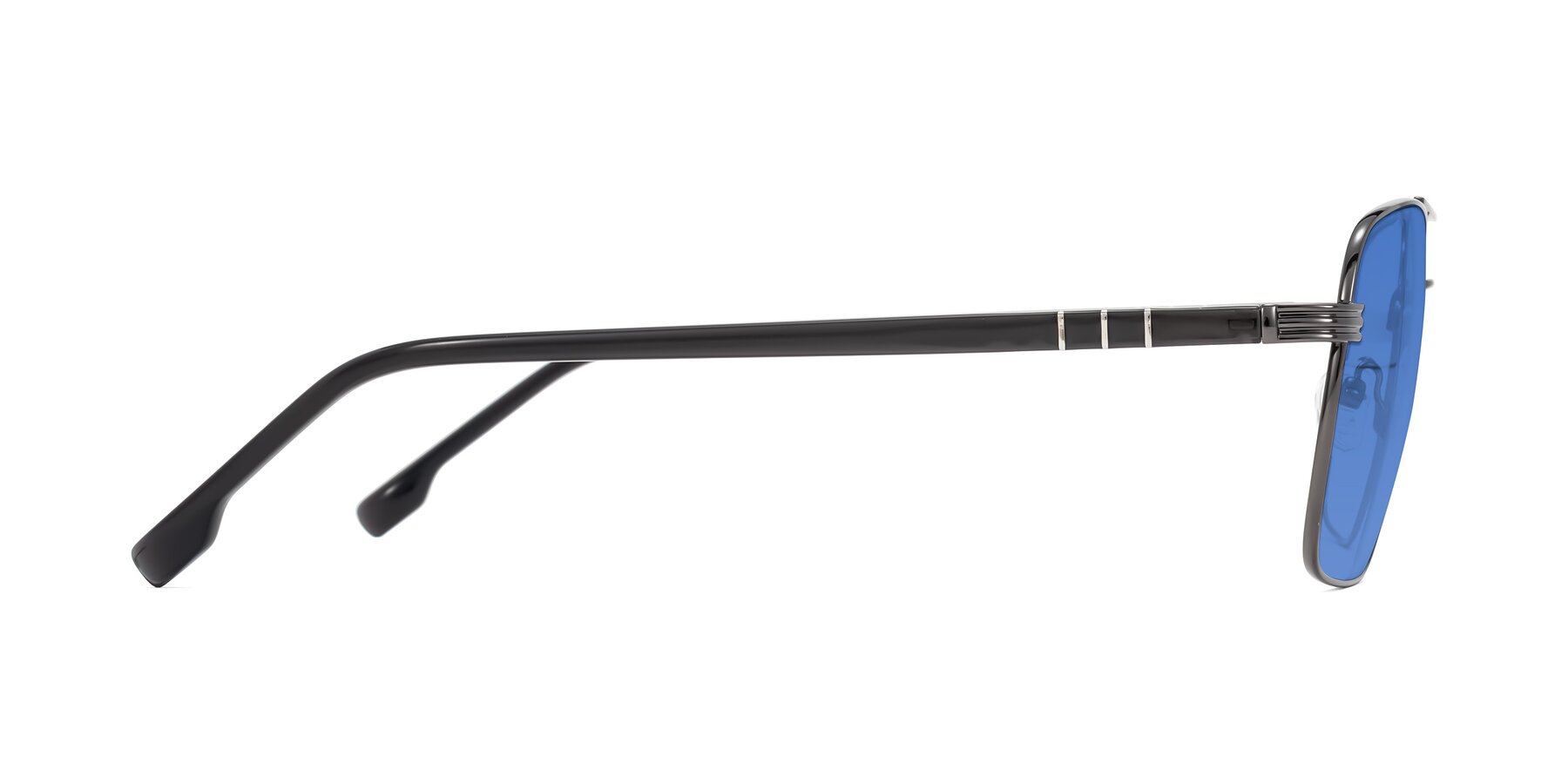 Side of Flinders in Gunmetal with Blue Tinted Lenses