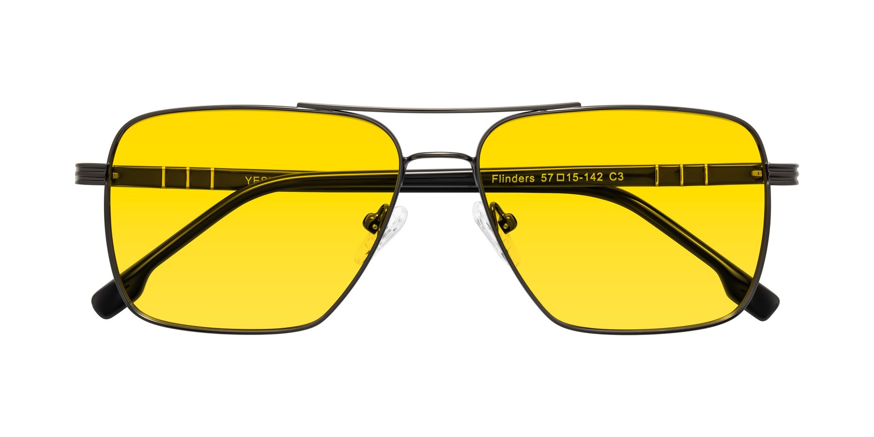 Folded Front of Flinders in Gunmetal with Yellow Tinted Lenses