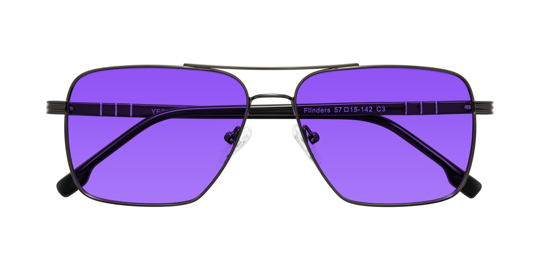 Folded Front of Flinders in Gunmetal with Purple Tinted Lenses
