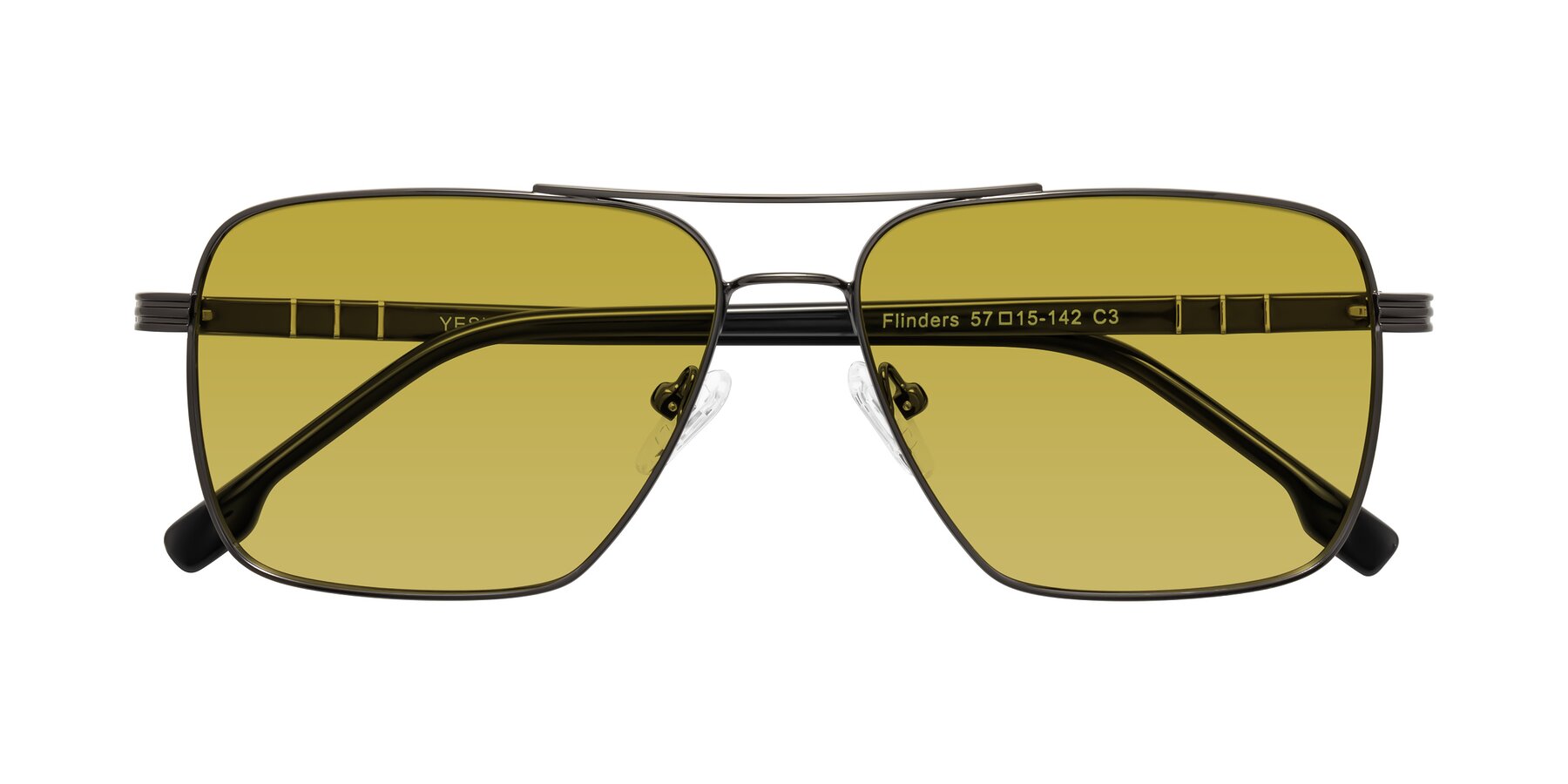 Folded Front of Flinders in Gunmetal with Champagne Tinted Lenses