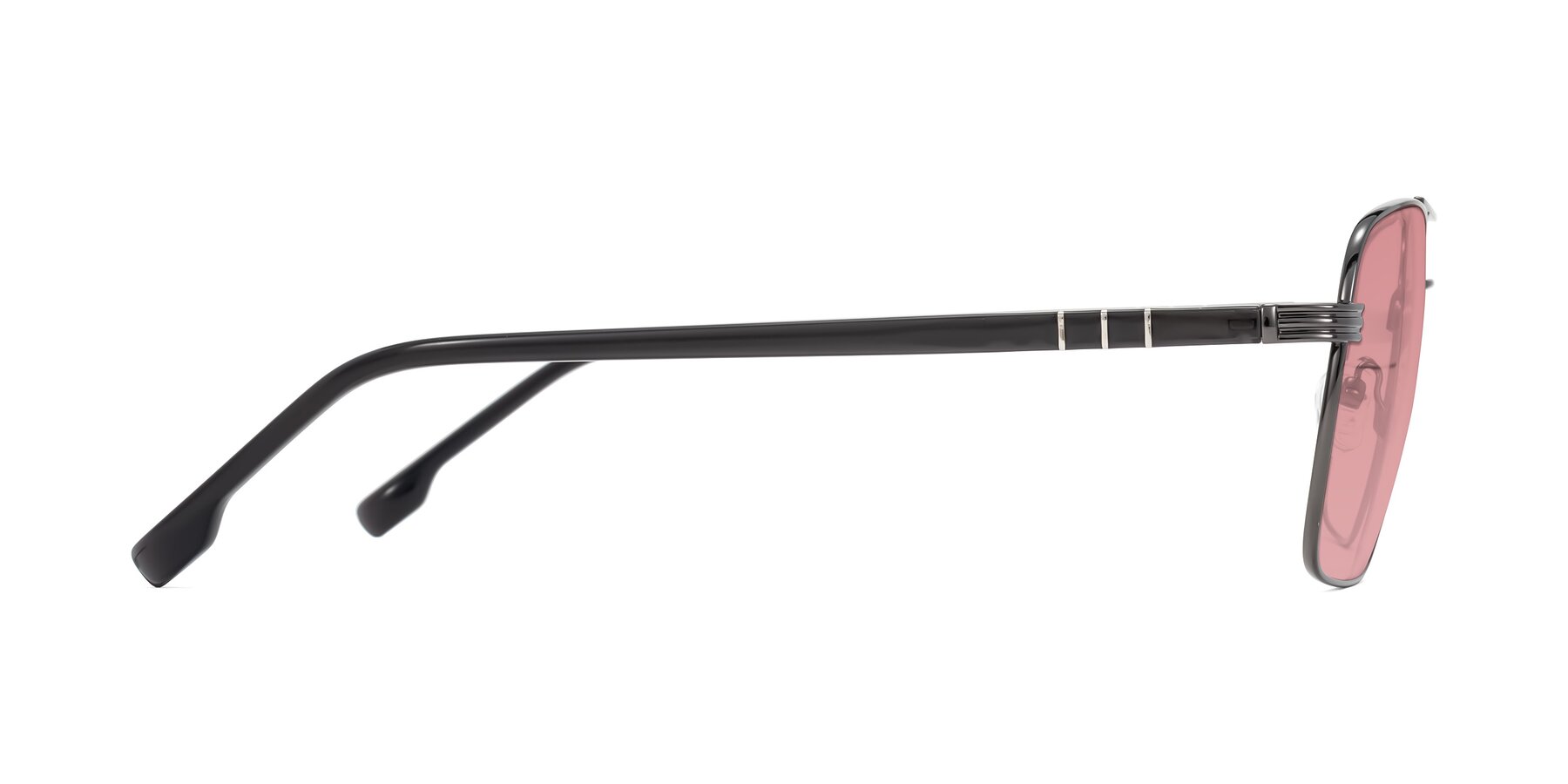 Side of Flinders in Gunmetal with Medium Garnet Tinted Lenses