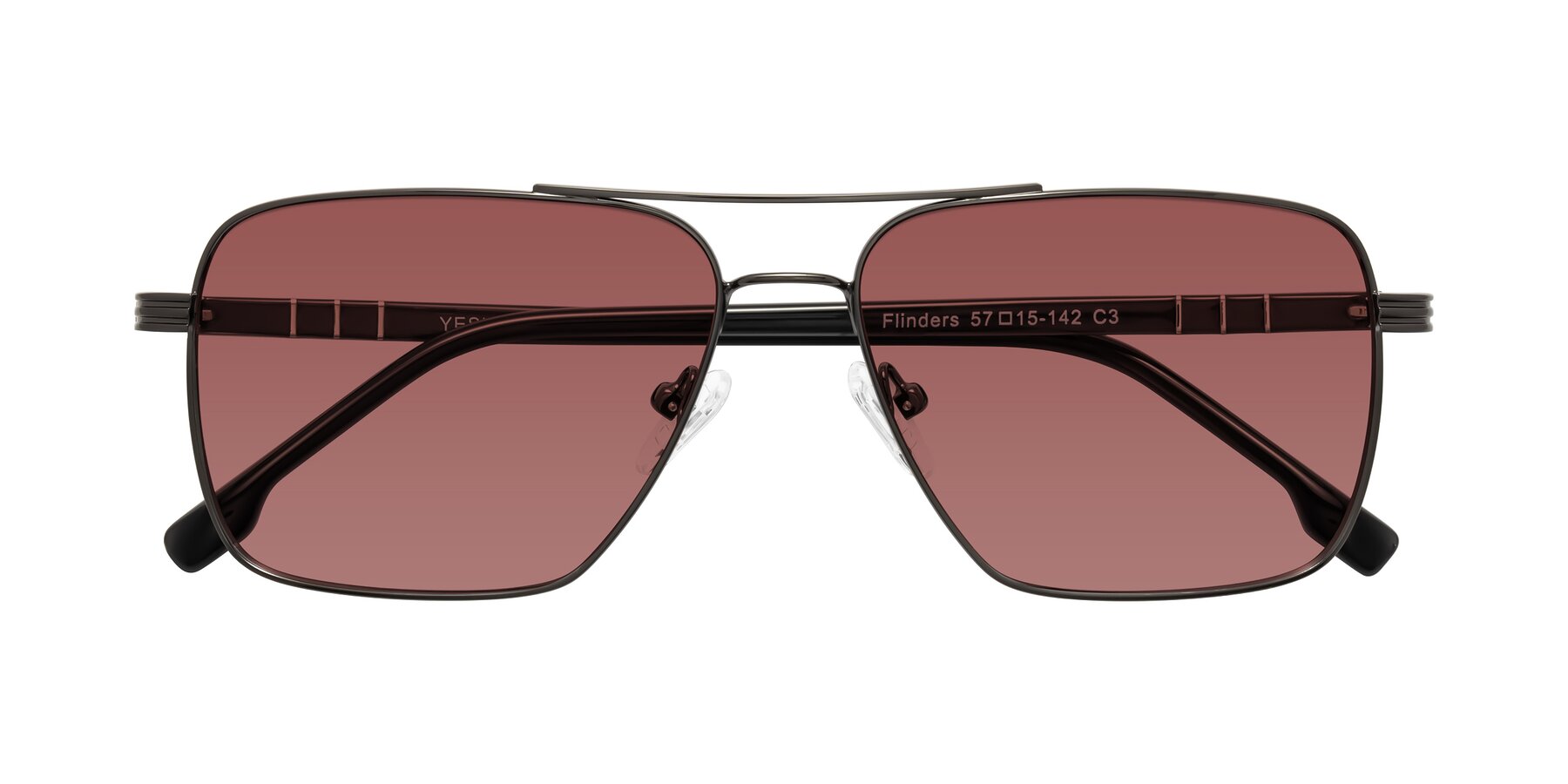 Folded Front of Flinders in Gunmetal with Garnet Tinted Lenses