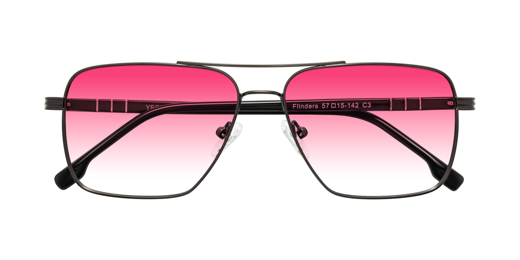 Folded Front of Flinders in Gunmetal with Pink Gradient Lenses