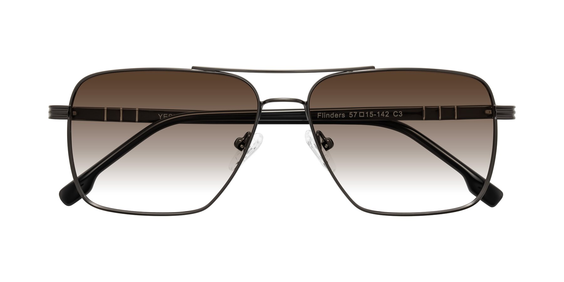 Folded Front of Flinders in Gunmetal with Brown Gradient Lenses