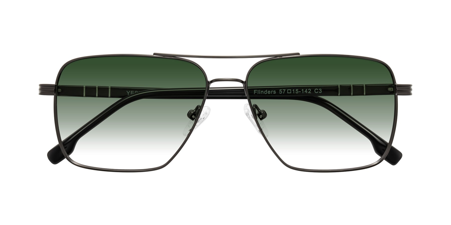 Folded Front of Flinders in Gunmetal with Green Gradient Lenses