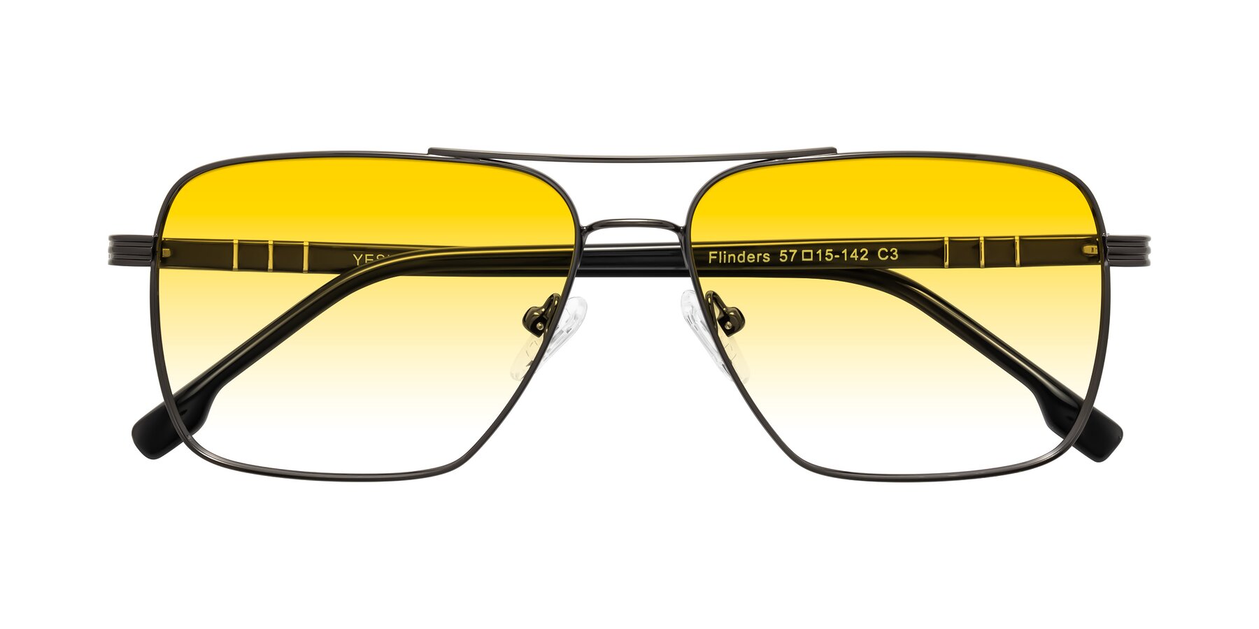 Folded Front of Flinders in Gunmetal with Yellow Gradient Lenses