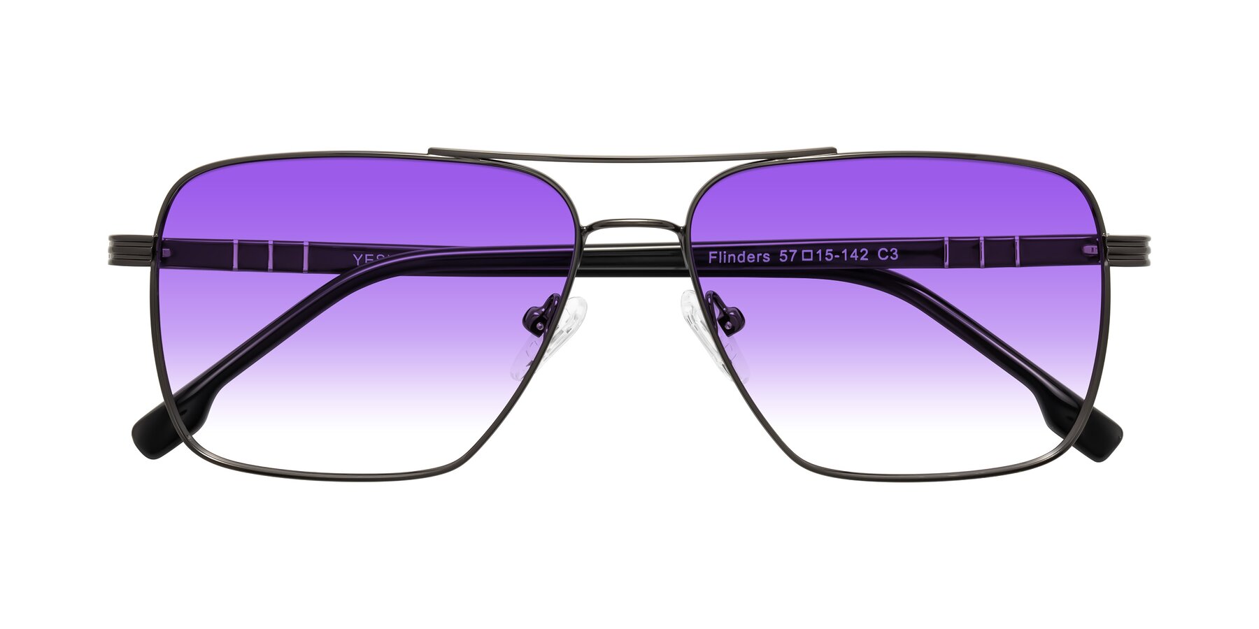 Folded Front of Flinders in Gunmetal with Purple Gradient Lenses
