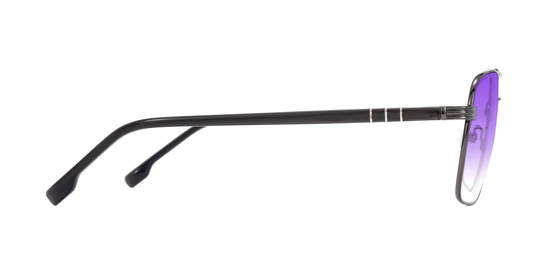Side of Flinders in Gunmetal with Purple Gradient Lenses