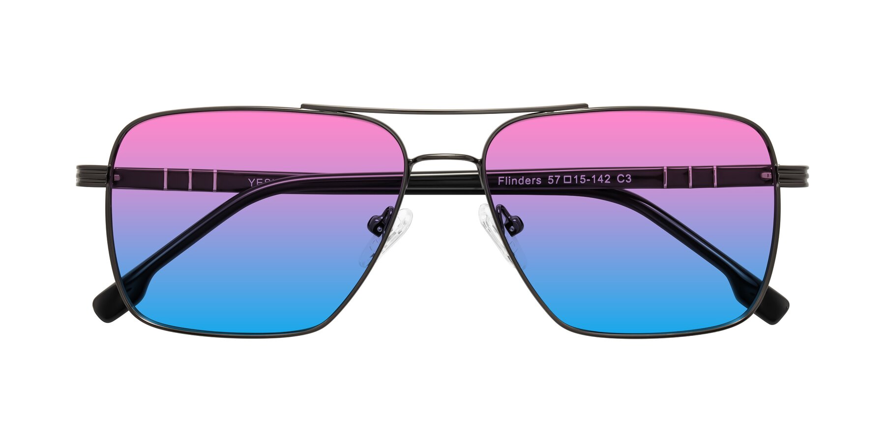 Folded Front of Flinders in Gunmetal with Pink / Blue Gradient Lenses
