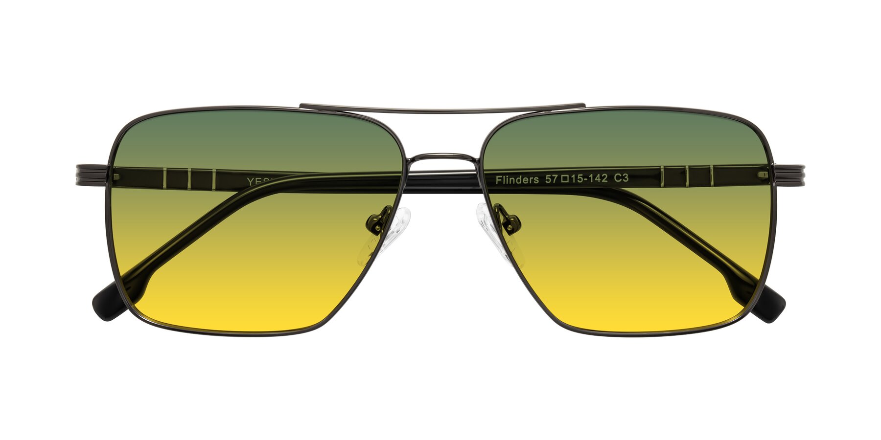 Folded Front of Flinders in Gunmetal with Green / Yellow Gradient Lenses