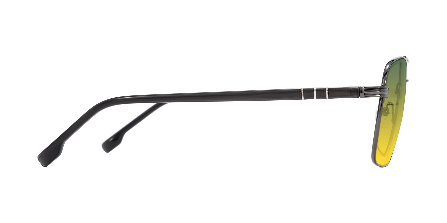 Side of Flinders in Gunmetal with Green / Yellow Gradient Lenses
