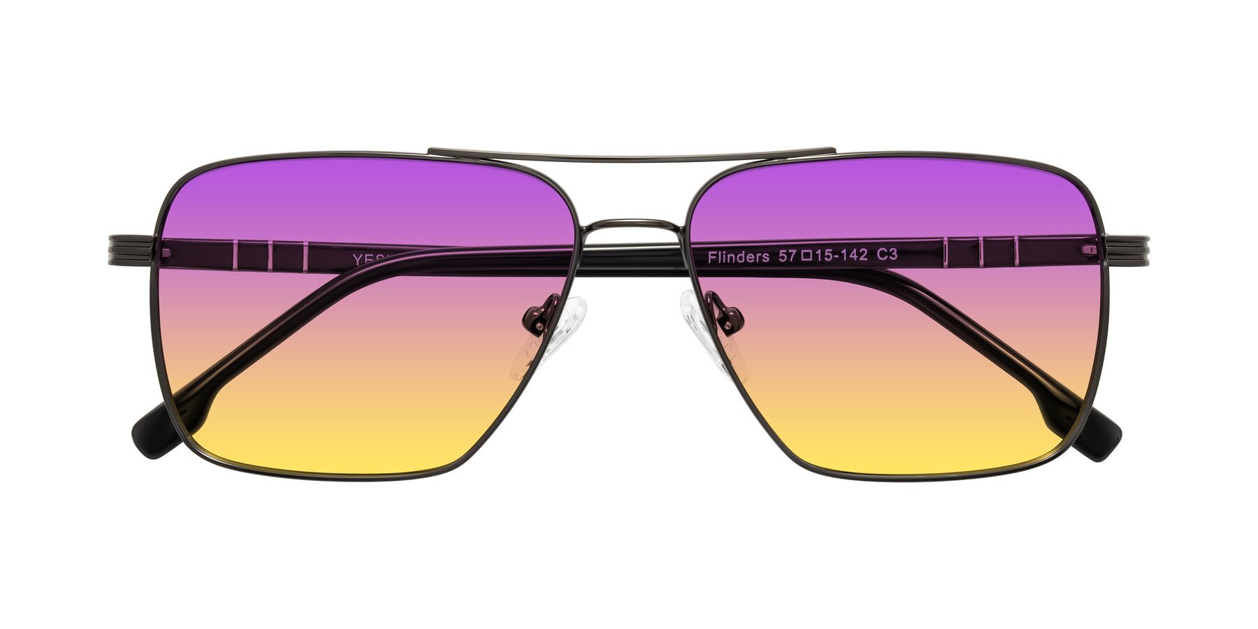 Folded Front of Flinders in Gunmetal with Purple / Yellow Gradient Lenses