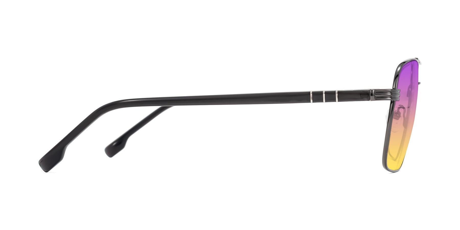 Side of Flinders in Gunmetal with Purple / Yellow Gradient Lenses