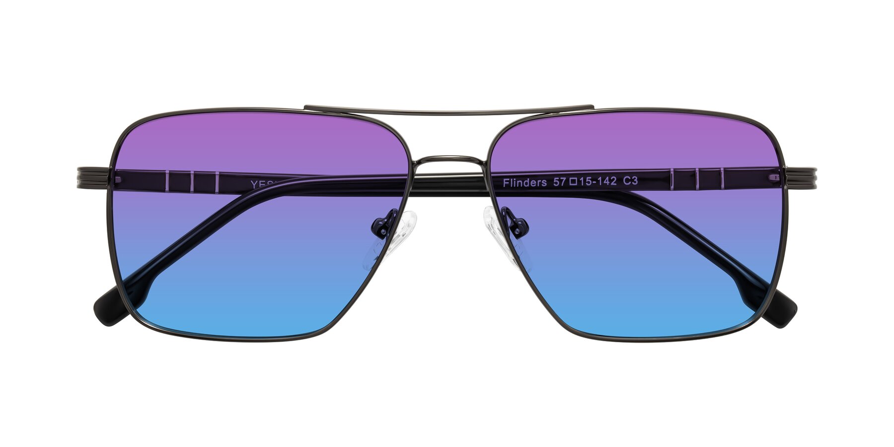 Folded Front of Flinders in Gunmetal with Purple / Blue Gradient Lenses
