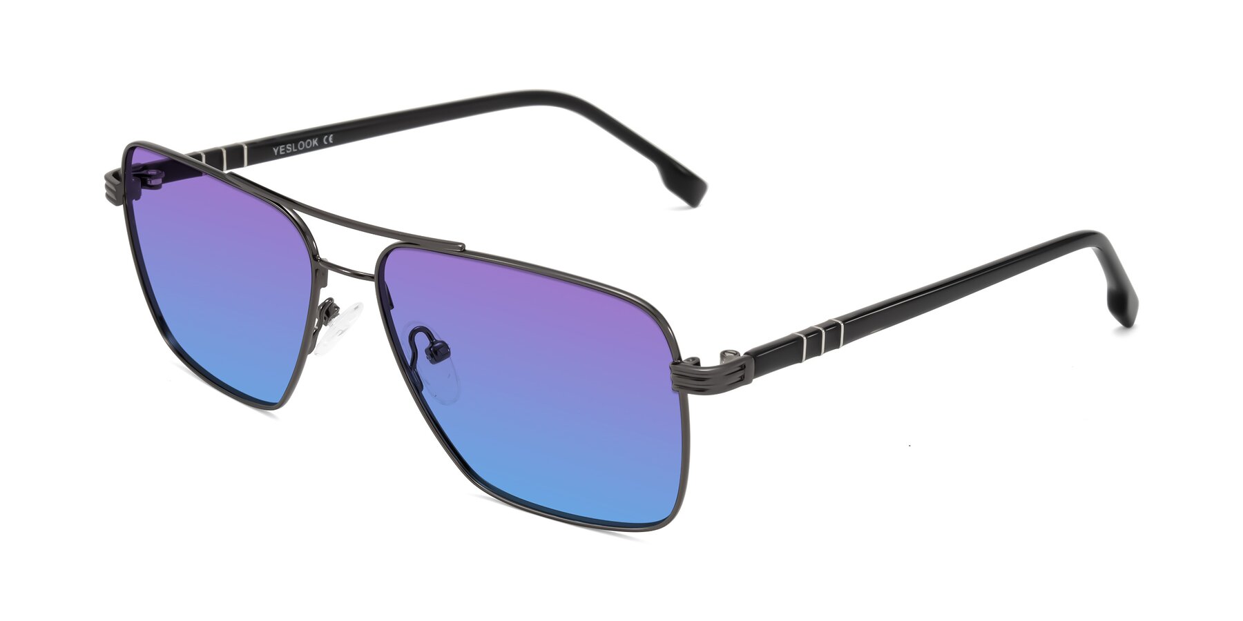 Angle of Flinders in Gunmetal with Purple / Blue Gradient Lenses
