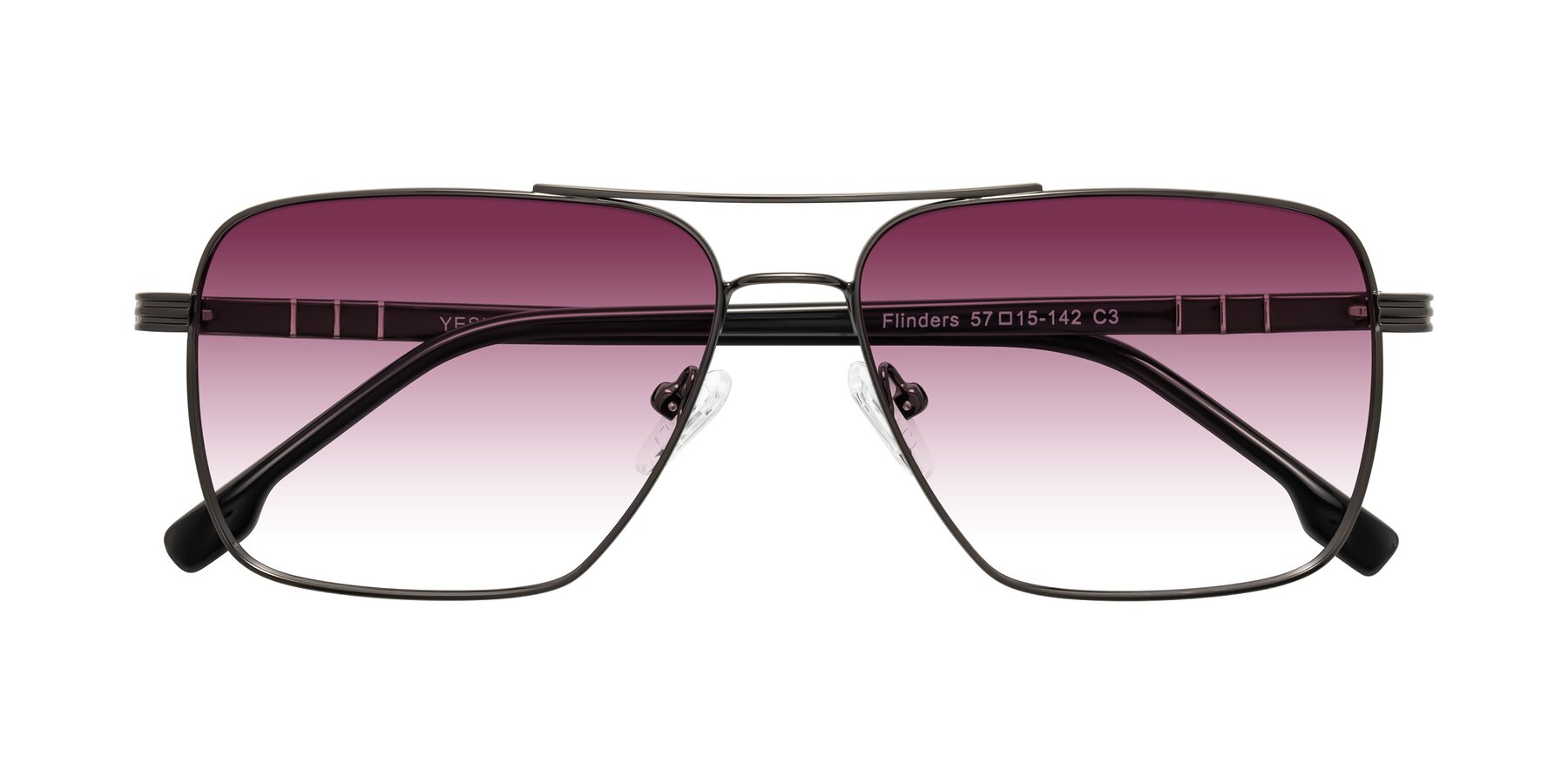 Folded Front of Flinders in Gunmetal with Wine Gradient Lenses
