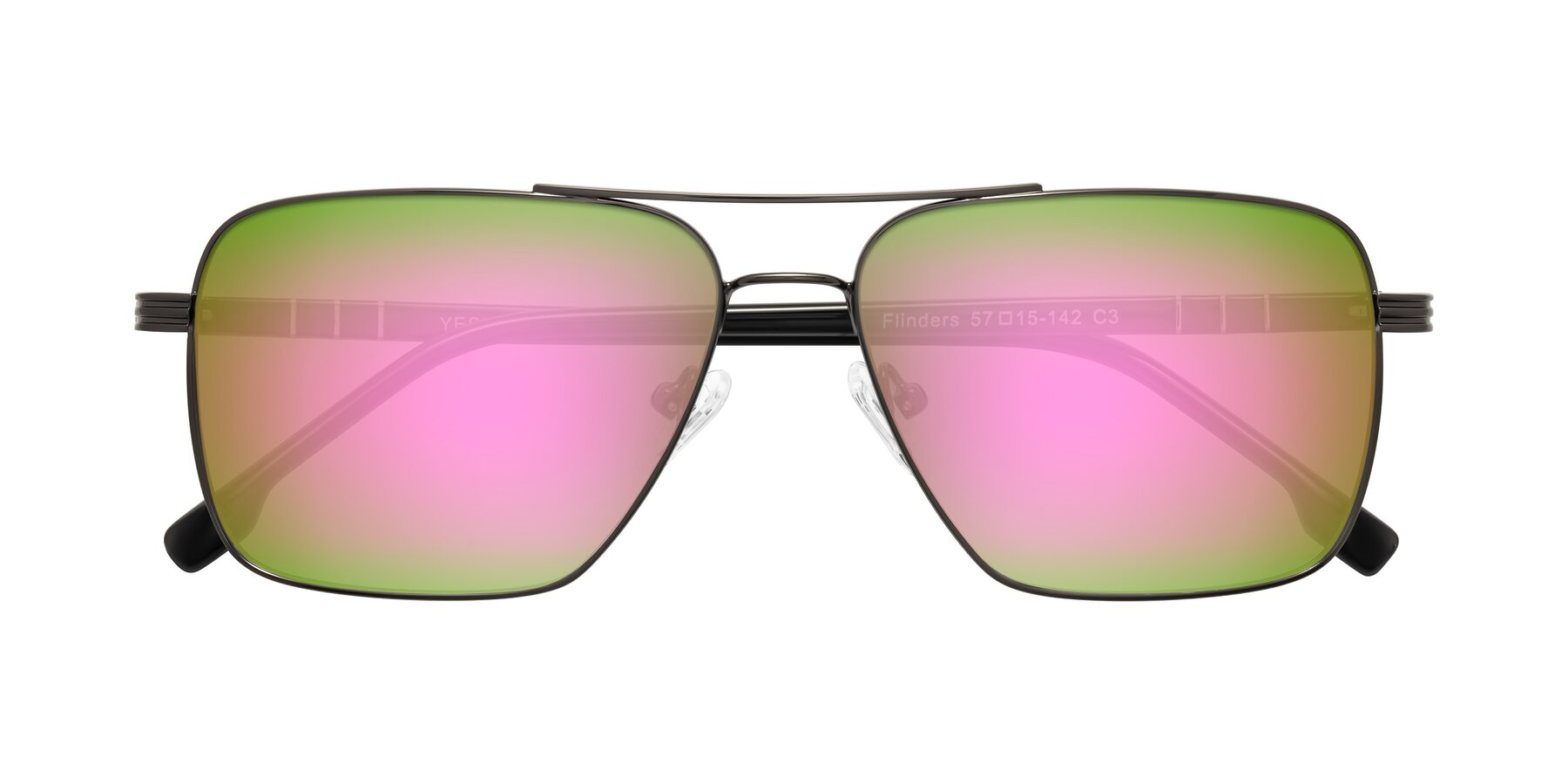 Folded Front of Flinders in Gunmetal with Pink Mirrored Lenses